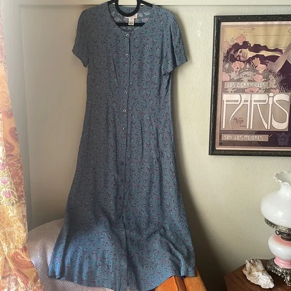 dusty blue vintage dress Amy Dress